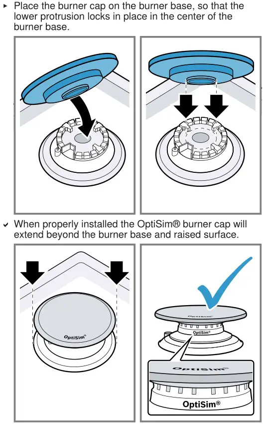 BOSCH NGM5058UC 30 Inch Gas Cooktop with 5 Sealed Burners - Installing the OptiSim® burner cap