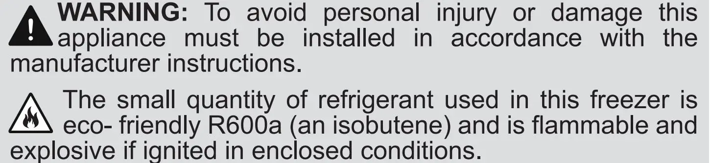 SHARP SJ-SF197E01X-EN Built In `197 Litres F Upright Freezer User Manual - GENERAL WARNINGS