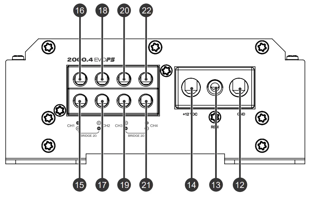 SOUNDDigital 2000 4 4 Ohm 2000 Watt 4 Channel Powersports Amplifier - PANELS DESCRIPTION 2