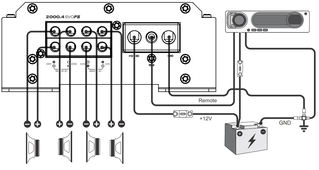 SOUNDDigital 2000 4 4 Ohm 2000 Watt 4 Channel Powersports Amplifier - WIRING DIAGRAM