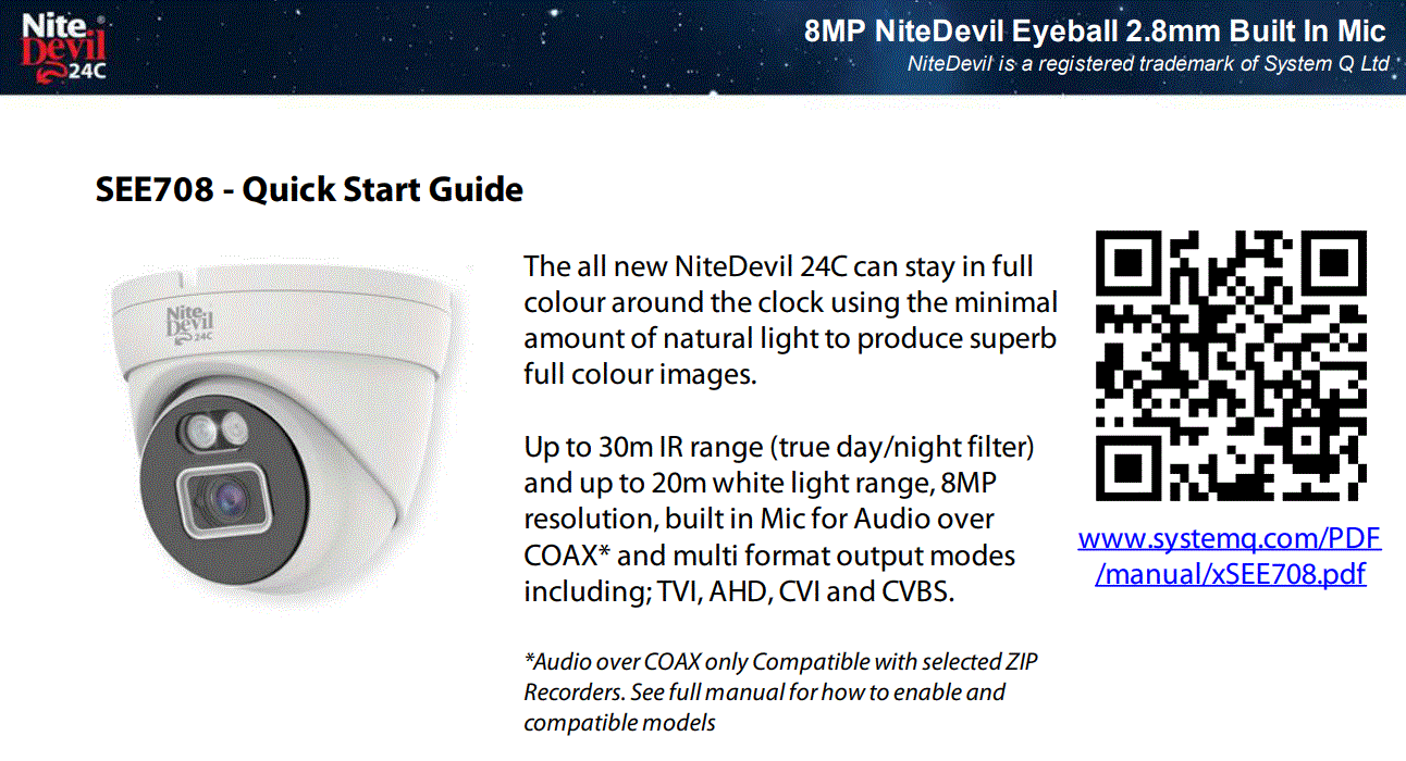 SystemQ GP-SEE702W NiteDevil 24C Mini Eyeballs Camera User Guide