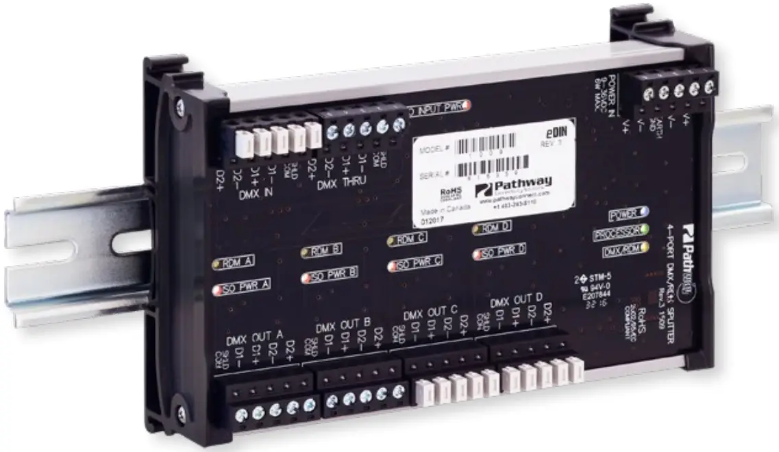 AcuityBrands 1009 PWREP DIN P4 RDM 4-Way DMX RDM Repeater