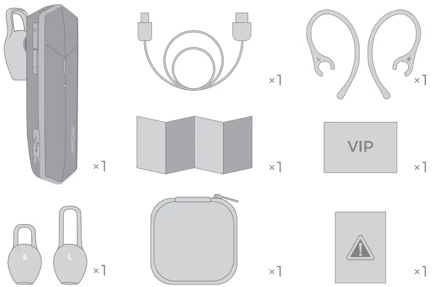 MPOW EM18 Business Bluetooth Headset BH391A - Package List