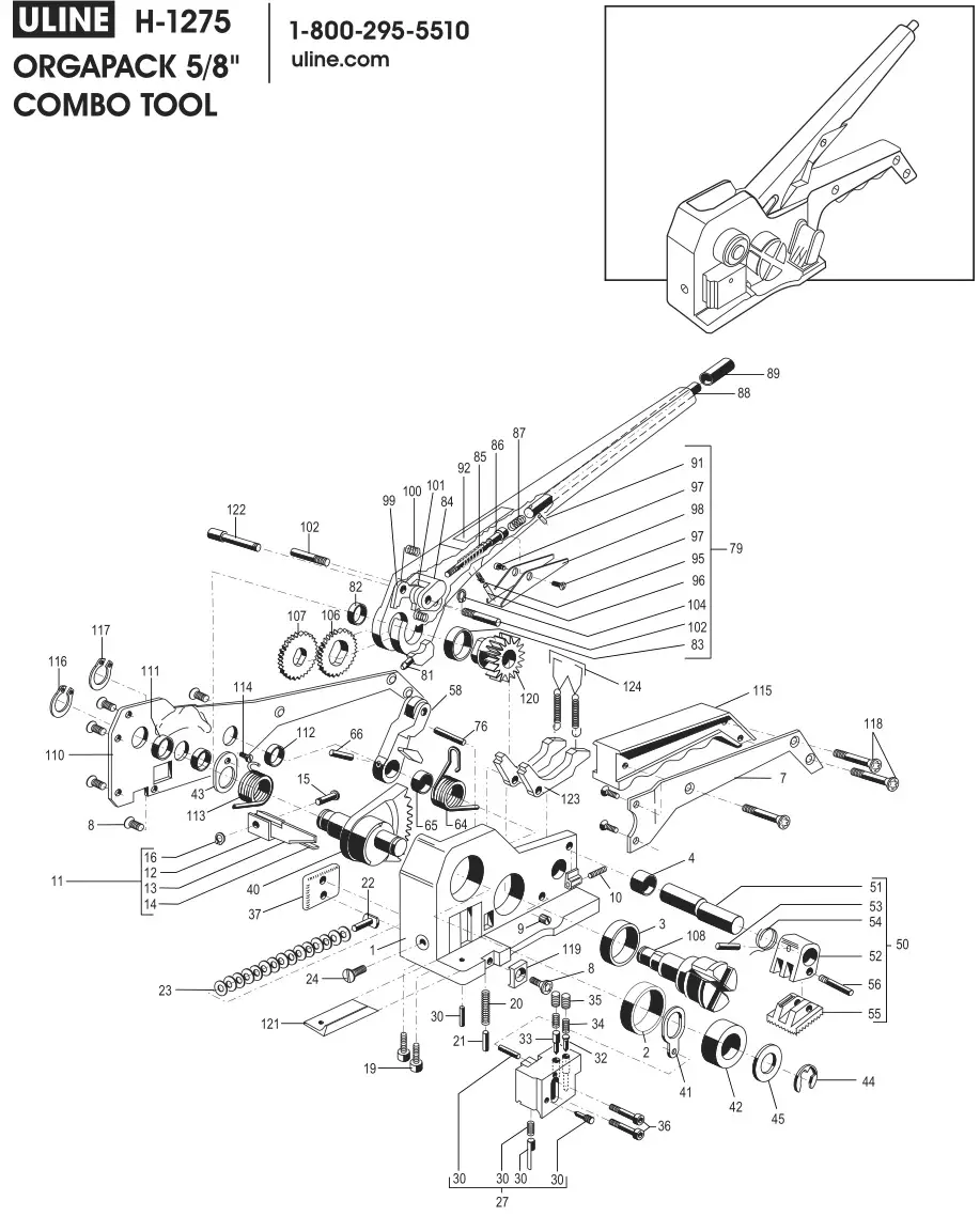 ULINE H-1275 Orgapack 5 or 8 inch Combo Tool - Parts