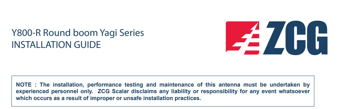 Zcg Y800-r Round Boom Yagi Series Installation Guide