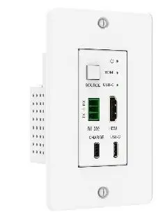 VigilLink VLWP-UHS-TR 18G 2x1 HDMI USB-C Wall Plate with Auto-Switching RS-232 PoE