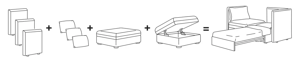 IKEA VALLENTUNA 3-Seat Modular Sofa with Sofa Bed - VALLENTUNA 1