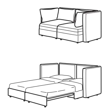 IKEA VALLENTUNA 3-Seat Modular Sofa with Sofa Bed - VALLENTUNA 3