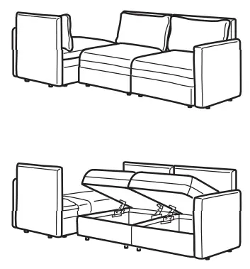 IKEA VALLENTUNA 3-Seat Modular Sofa with Sofa Bed - VALLENTUNA 6