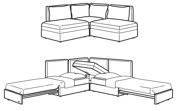 IKEA VALLENTUNA 3-Seat Modular Sofa with Sofa Bed - VALLENTUNA 7