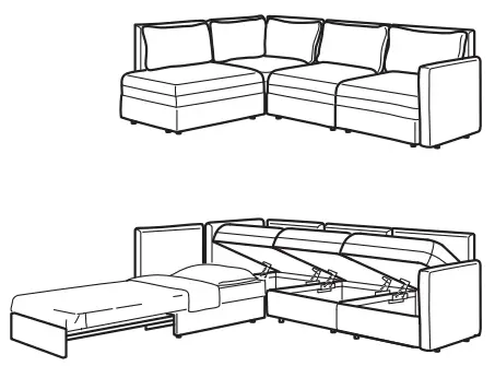 IKEA VALLENTUNA 3-Seat Modular Sofa with Sofa Bed - VALLENTUNA 8