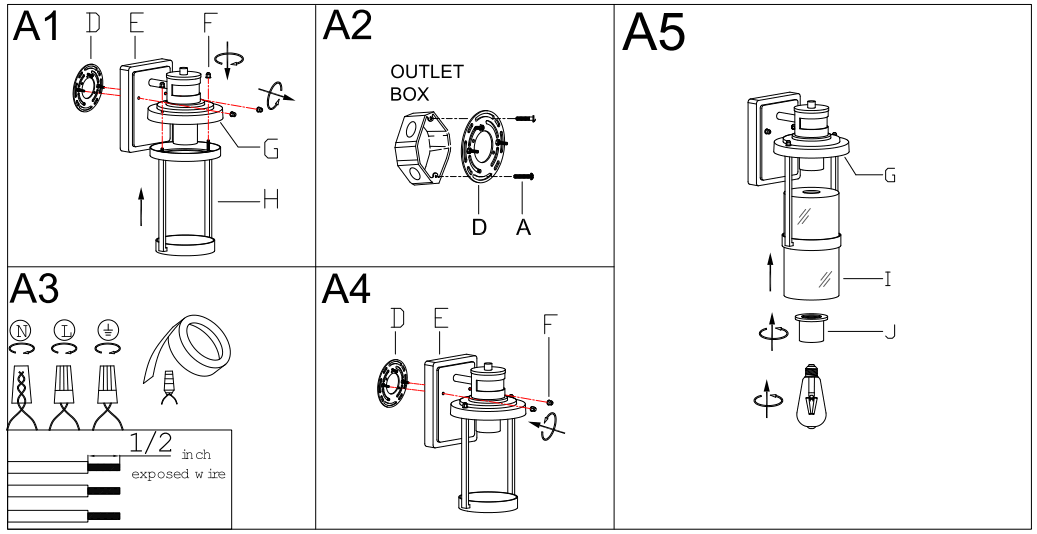 Uolfin 5069604 Path 1 Light 10.5 in Textured Black - Make assembly
