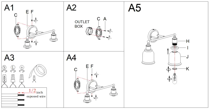 Uolfin 5069602 2-Light Matte Gold Contemporary Vanity Light-FIG4
