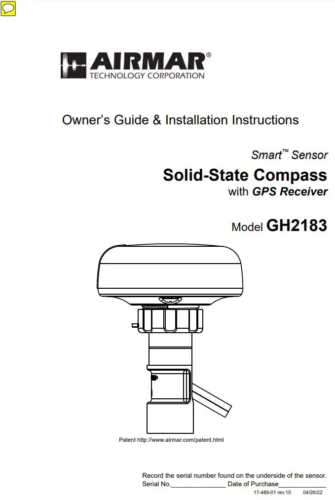 AIRMAR GH2183 Heading and GPS Compass Owner's Manual