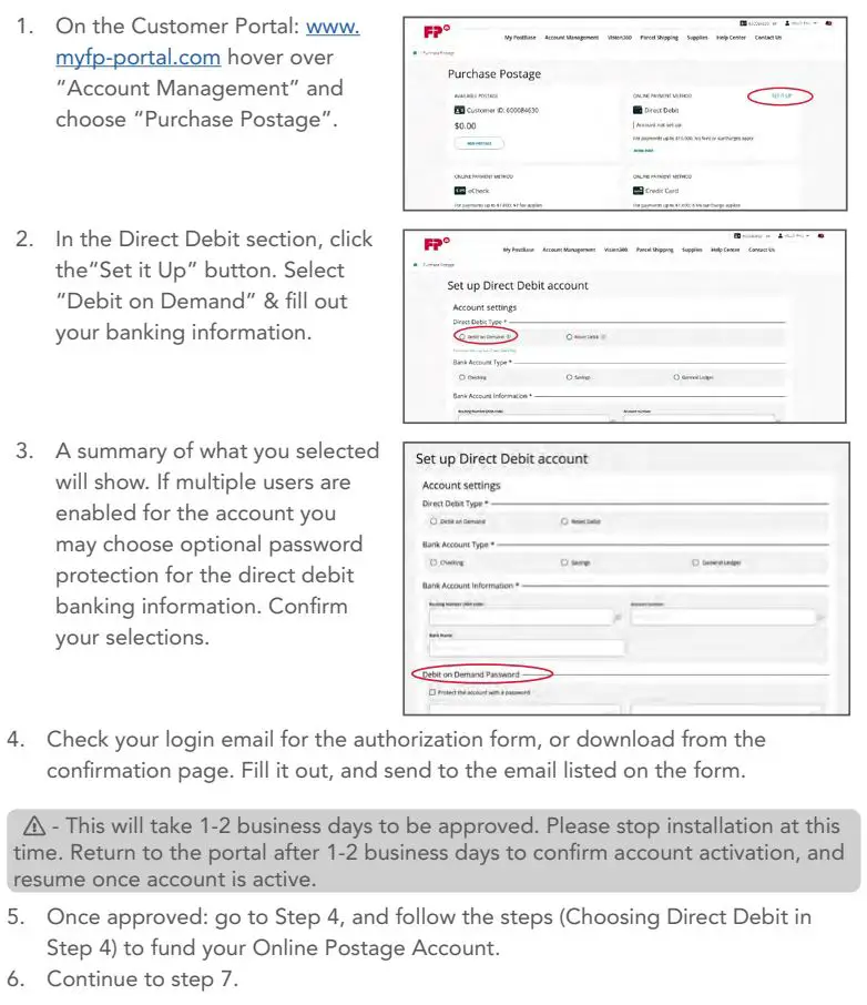 FP PostBase, PostBase Insight Installation Guide - Funding Your Online Postage Account via Debit-onDemand