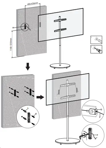 XTRARM FS2010 TV Stand - To avoid TV falling, anti-fall wire rope should be installe