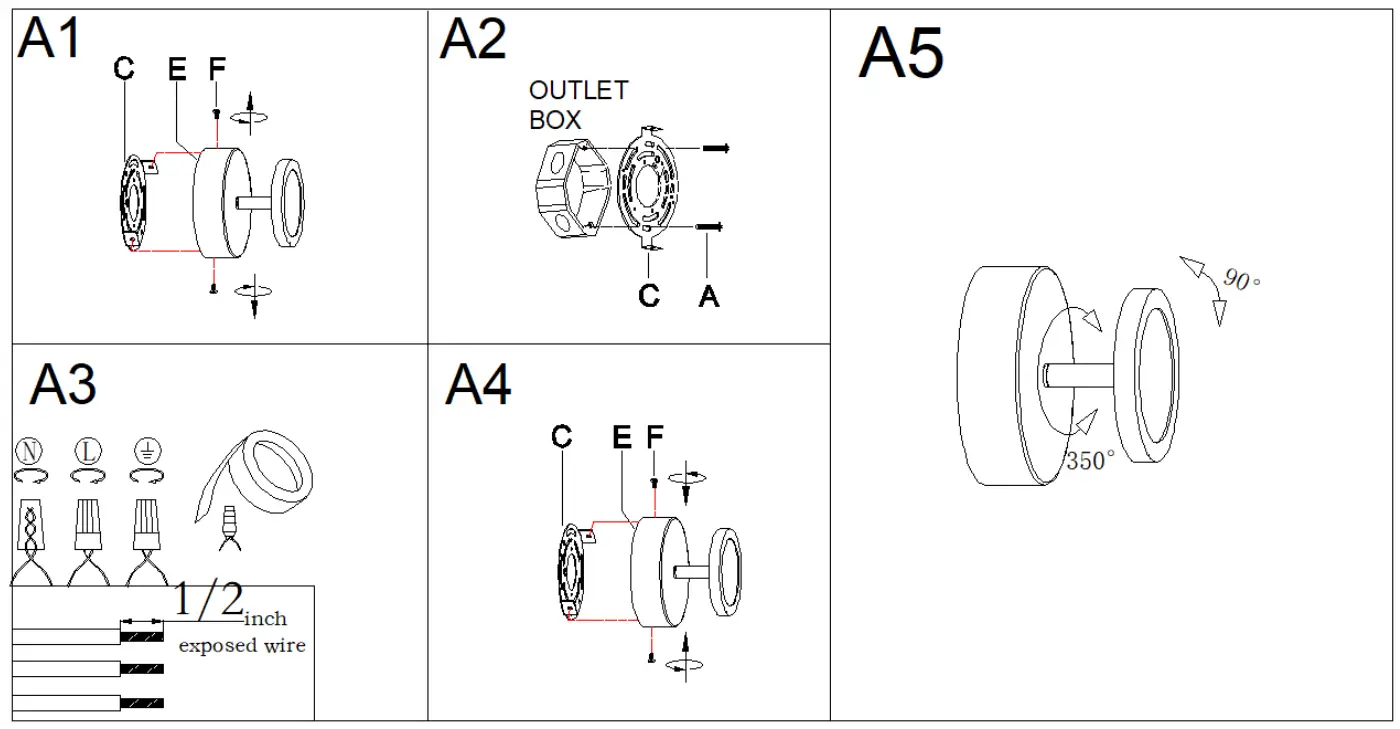 ZEVNI A04654 Duran 4 7 Inch 1 Light Matte Black and Gold LED Modern-Contemporary Vanity Light - fig7