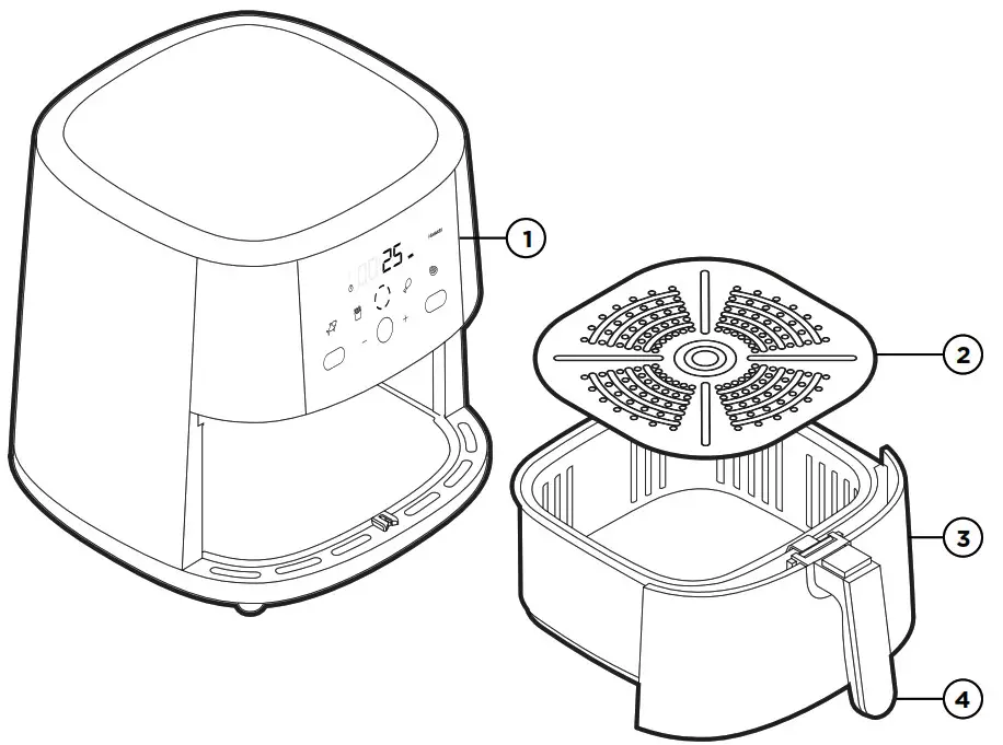 CHEFMAN RJ38-SQSS-8 Turbo Touch Air Fryer - Accessories and Features