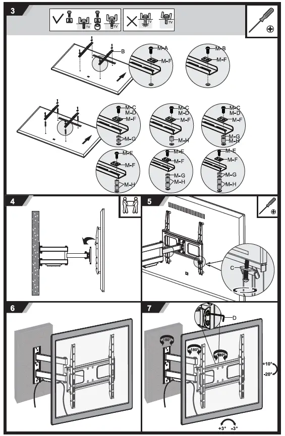 LASER TVB-LPA36-43 Medium Full Motion TV Wall Mount 3