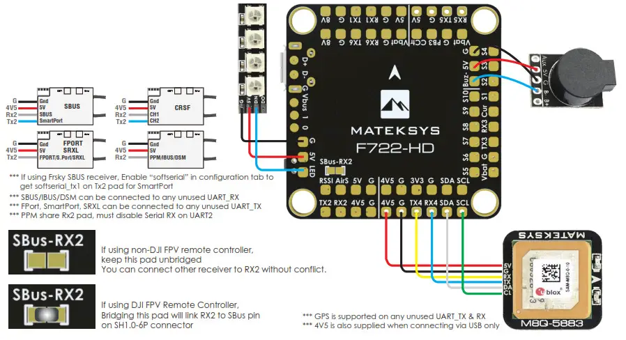 MATEKSYS F722-HD Flight Controller - Wiring (Octocopter) 2