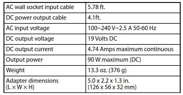 NS-PWLC591-C Universal Laptop Charger - Specifications