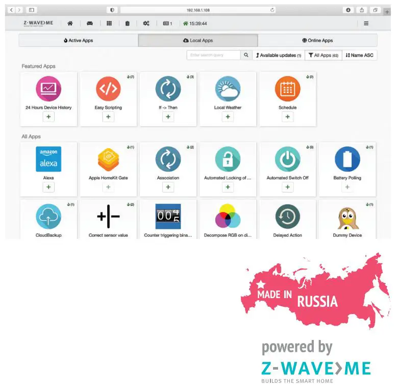 Z-WAVE-ME RAZBERRY 7 PRO Z-Wave Shield with External Antenna Instruction Manual - Advanced automation can be configured using local and online Apps