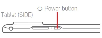 Turning on the tablet