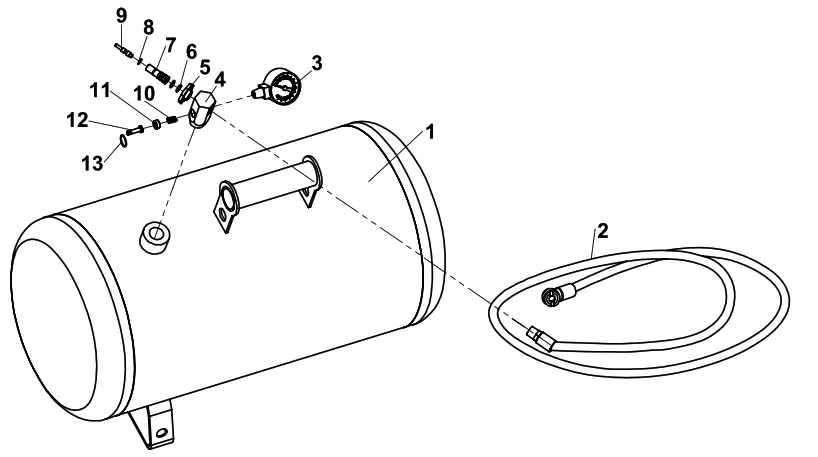 CENTRALPNEUMATIC 5 gal and 11 gal Portable Air Tank - Diagram