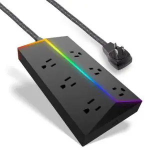 TITAN 60045 6-Outlet 4ft. Multicolor LED Surge Protector With Braided Cord