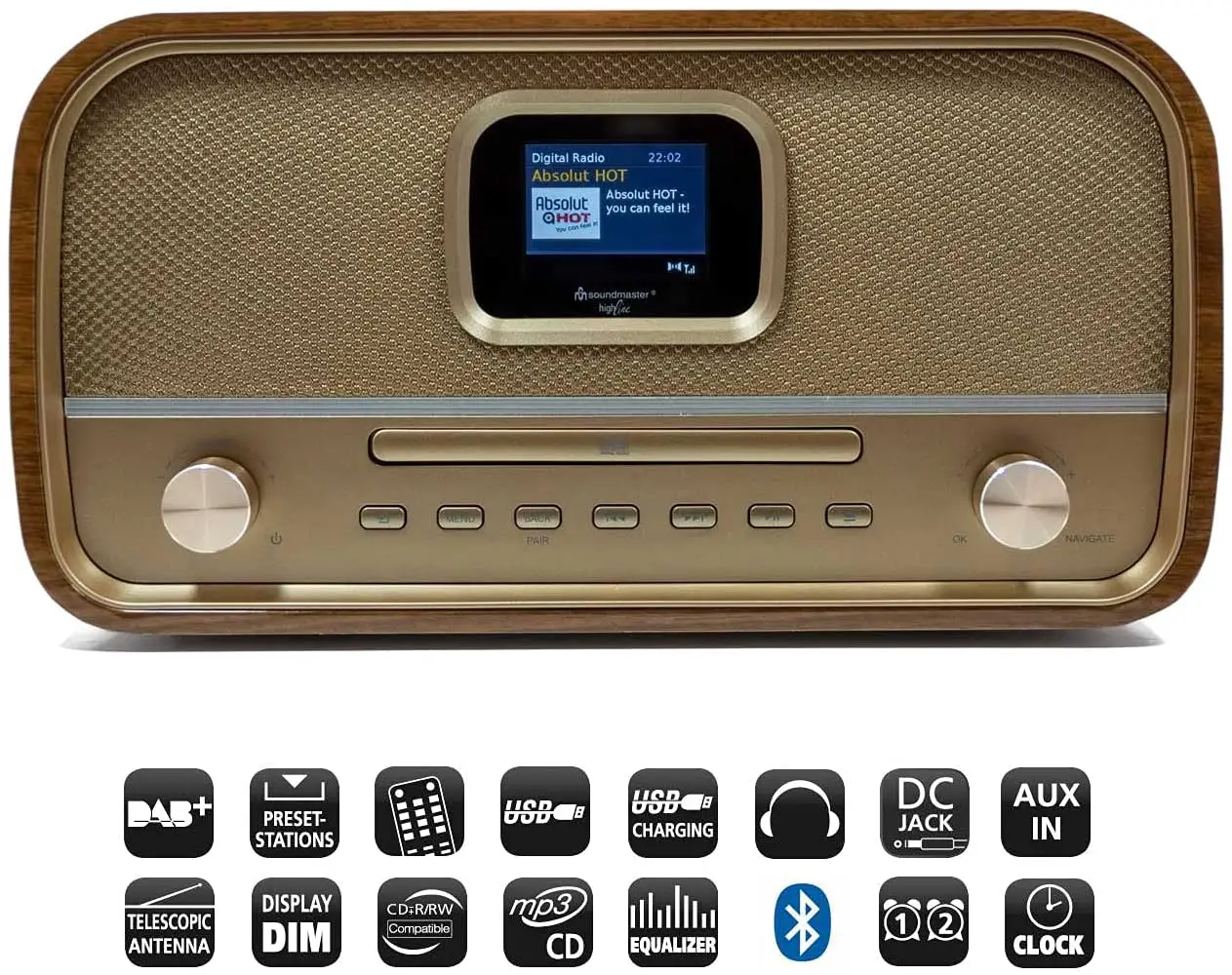 soundmaster DAB970 Wooden Retro Radio with CD Player