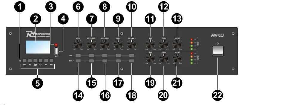 Power Dynamics PRM1202 100V 2-Zone Mixer Amplifier-1