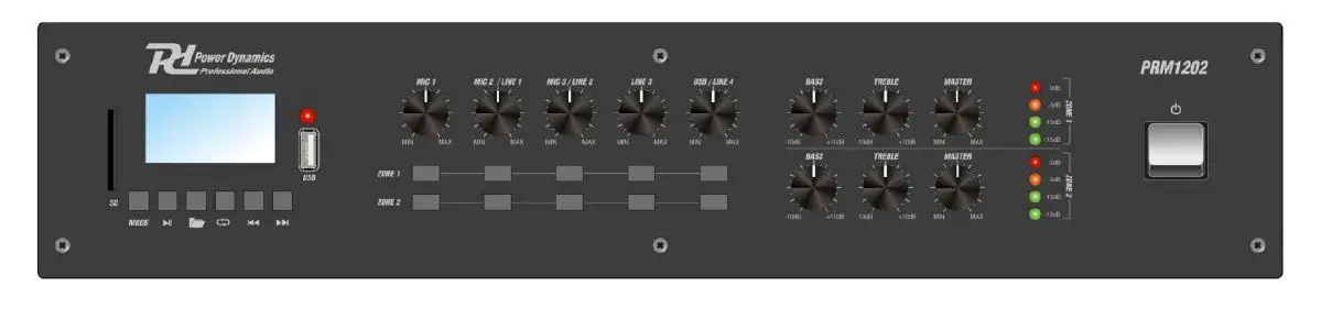 Power Dynamics PRM1202 100V 2-Zone Mixer Amplifier-product
