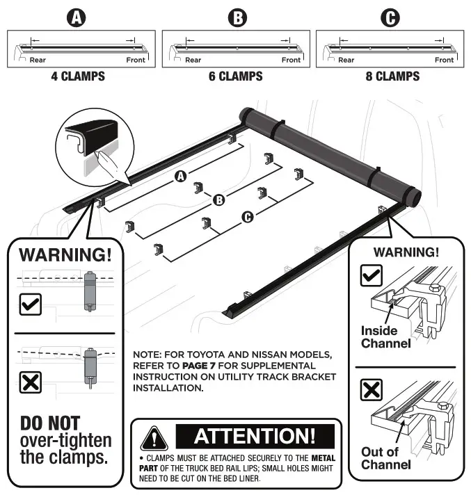 TYGER T1 Soft Roll Up Tonneau Cover - Positioning Side Rails