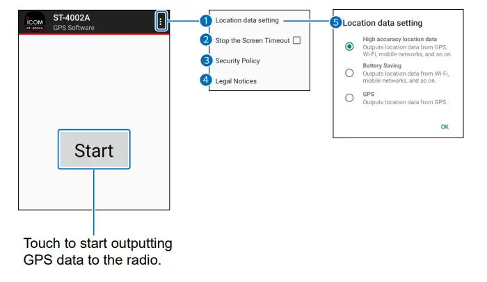 ICOM ST 4002A GPS Software - Operating screen
