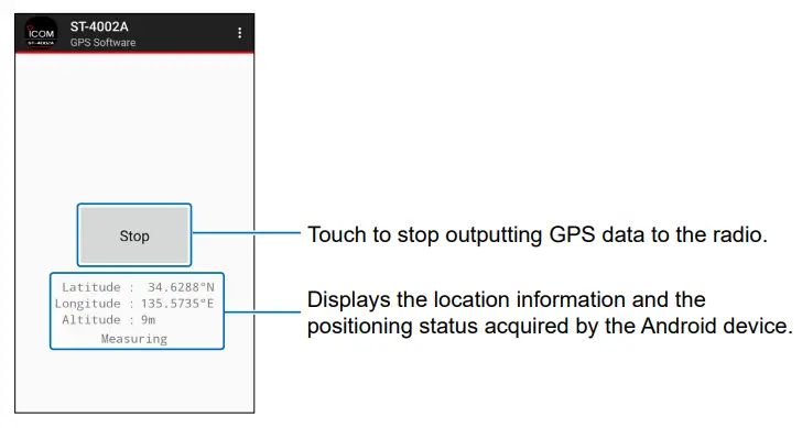ICOM ST 4002A GPS Software - Touch to stop