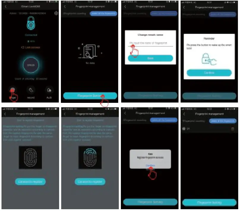 OKLOK FB50 Bluetooth and Fingerprint Lock - Register fingerprints 1