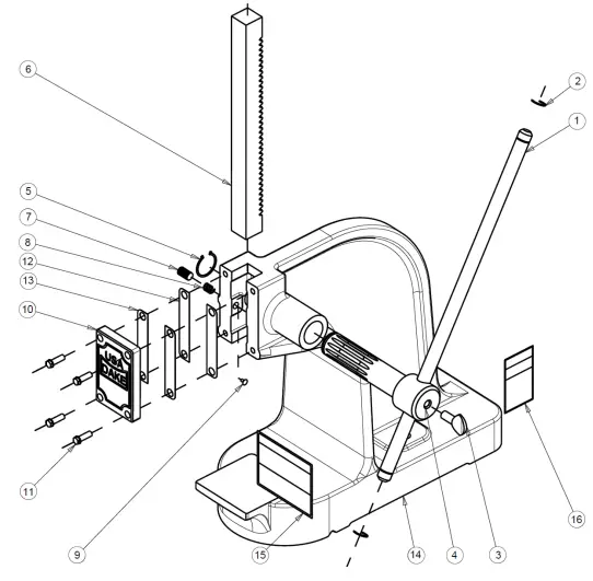 DAKE Y Single Leverage Arbor Press-fig3