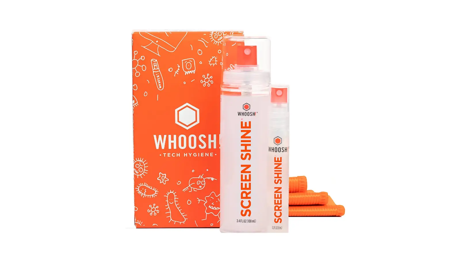 Whoosh! Screen Cleaner Kit – [3.4oz +0.8oz] Best For – Smartphones, Iphone, Ipads, Eyeglasses, E-readers, Laptop-complete Features/user Guide