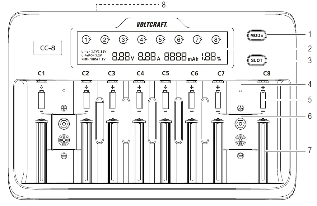 VOLTCRAFT 2176563 CC-8-Round-Cell-Charger-fig-1
