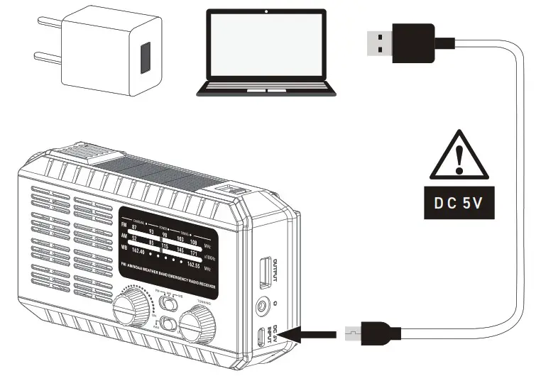 CRUSADER ONE 72H 033 NOAA 72 HRS Flashlight Analog Radio - CHARGE BY USB SOCKET