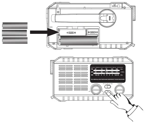 CRUSADER ONE 72H 033 NOAA 72 HRS Flashlight Analog Radio - INSERT THE AAA BATTERIES