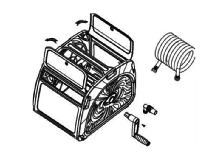Giraffe tools Metal Hose Cabinet Owner’s Manual - Open the lid take out the crank handle and the lead hose