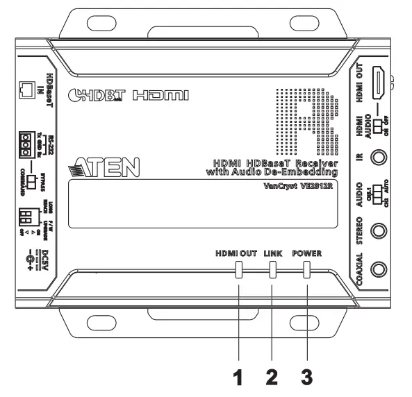 ATEN VE2812R HDMI HDBaseT Receiver with Audio De Embedding - LED Display