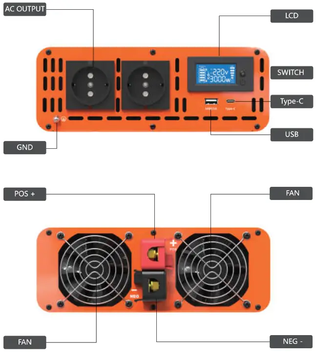 DATOUBOSS 300W Pure Sine Wave Inverter - dayagram2