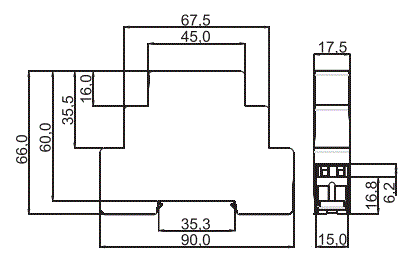 ZaMeL PBM-07 Bistable Relay Instruction Manual - CASING DIMENSIONS