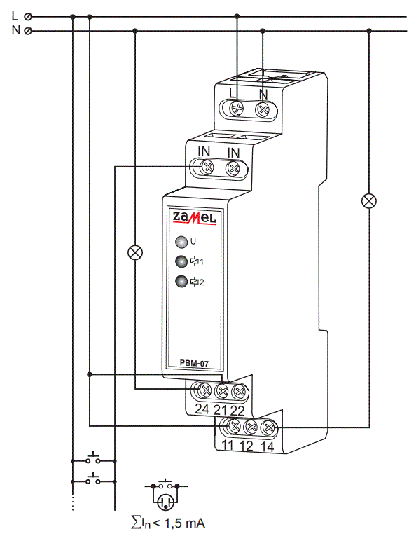 ZaMeL PBM-07 Bistable Relay Instruction Manual - CONNECTION