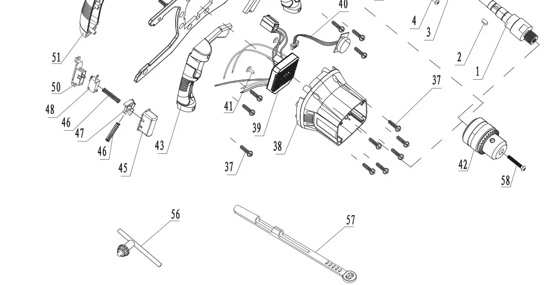 Bauer 21507 BR 20V Brushless MUD Mixer - Assembly Diagram 2