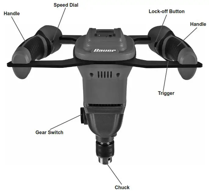 Bauer 21507 BR 20V Brushless MUD Mixer - Functions