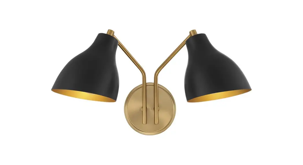 Meridian M90075mbknb 2-light Wall Sconce In Matte Black With Natural Brass Instruction Manual