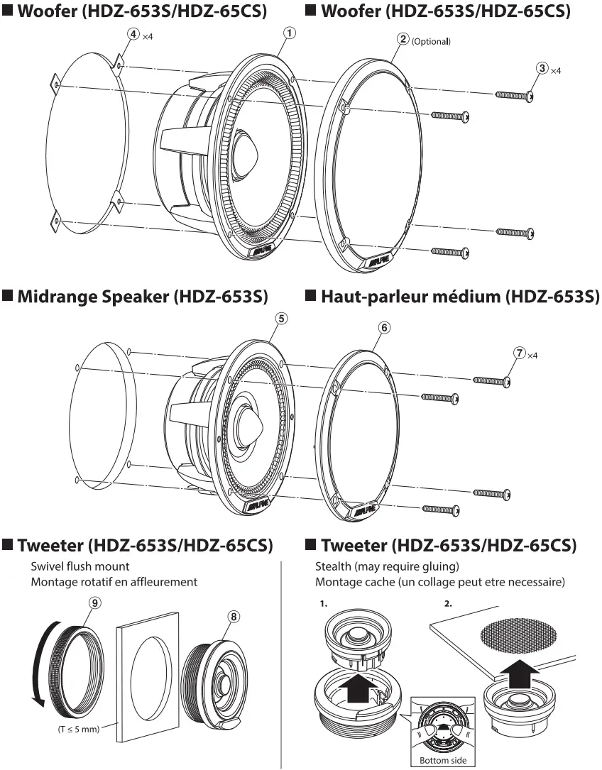 ALPINE HDZ 653S Status Series 3 Way Slim Fit Component System - INSTALLATION 1